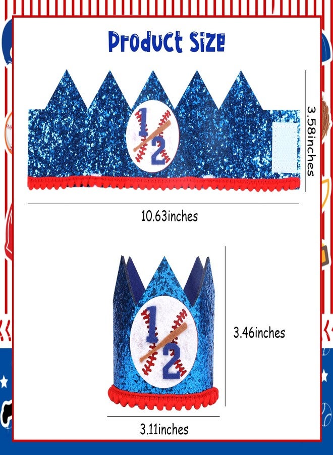 Cheerupp 1/2 Baseball Birthday Hat for Girls and Boys, Baseball Half Birthday Glitter Hat Crown for Sports Themed Six Months Half Party Decorations Supplies - Image 2